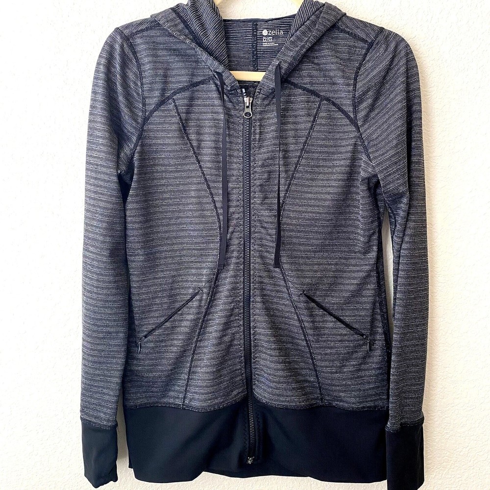 Zella Gray and Black Striped Hoodie